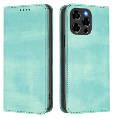 Produktbild von Handyhülle für Doogee Note 58 / Note 58 Pro, Vintage Leder RFID Schutz Kartenfach Standfunktion Magnetische Klapphülle Türkis