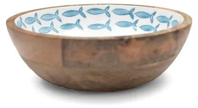 Immagine prodotto di Only Natural – Ciotola in legno – Bianco / Blu – 17 × 17 × 5,5 cm
