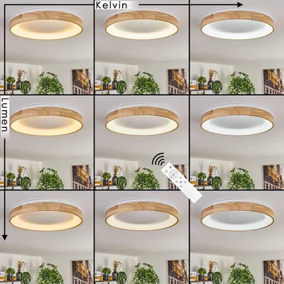 Produktbild von dimmbare Deckenlampe aus Metall/Holz/Kunststoff in Weiß/Natur