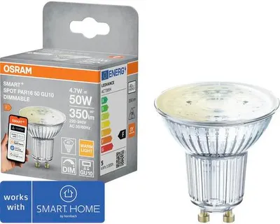 Produktbild von Osram Smart+ Reflektorlampe dimmbar PAR16 GU10/4,7W(50W) silber 350 lm 2700 K warmweiß Matter