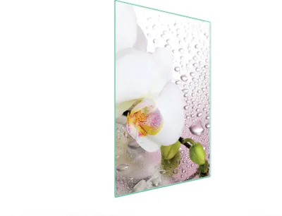 Produktbild von Herdabdeckplatte 35x52 Glaskeramikkochfeld Abdeckung Spritzschutz Glasplatte Deko Schneidebrett Orchidee Weiß
