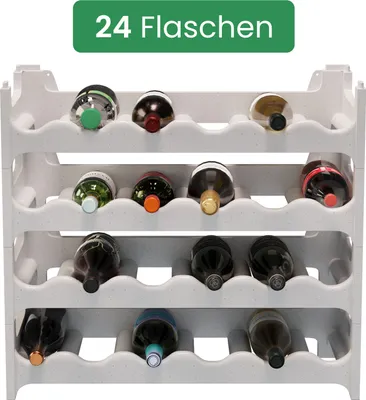 Produktbild von ARTECSIS Weinregal stapelbar Kunststoff für 24 Flaschen, Flaschenregal, Granitgrau