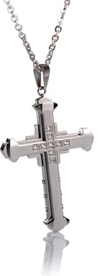Produktbild von Karisma Edelstahl Anhänger Kreuz Massiv mit Zirkonia Steine Edelstahl Kette - Herrenschmuck - 50.0 Zentimeter