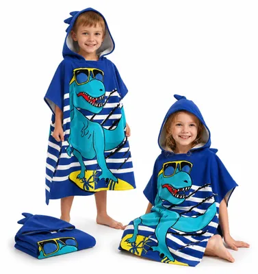 Immagine prodotto di Poncho mare con cappuccio per bambini - Dinosauro, 150 cm, productTiles.product.images.aiGenerated