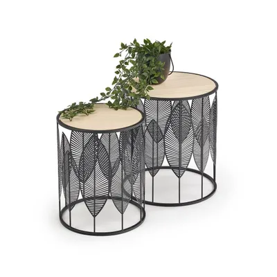 Obrázok produktu pre Halmar bočný stolík set 2 čierny kov 40cm x 40cm x 45cm