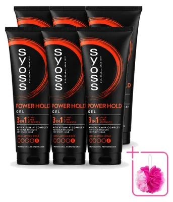 Obrázek produktu pro 6 kusů gelu na vlasy Syoss Power Hold – extra silná fixace – 250 ml – balení