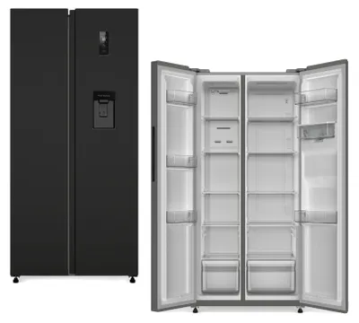 Produktbild von PKM Side by Side Kühlschrank NoFrost Schwarz Wasserspender 444 L 83cm breit