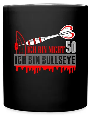 Produktbild von Spreadshirt 50. Geburtstag | Dart | Ich Bin Bullseye Tasse Einfarbig, One size, Schwarz