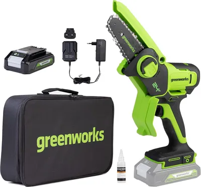 Produktbild von Greenworks 24V Mini-Kettensäge 4 Zoll (10cm) kabellose Akku-Kettensäge mit 2Ah-Akku, 7,8 m/s