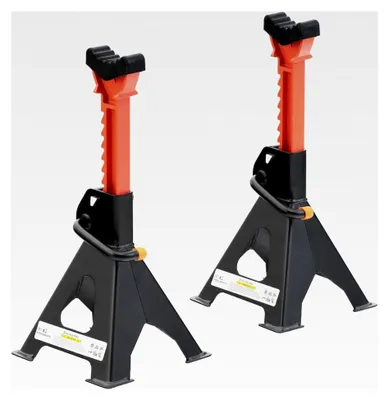 Produktbild von Unterstellböcke 6T - Stützböcke - Wagenheber Ständer - Stützfuß - Traglast von 6 Tonnen, 1 Paar höhenverstellbar von 380 mm bis 600 mm (2 Stück)