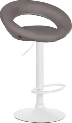 Produktbild von Barhocker MEKIM - Stoff Grau 52x47x77 cm Weiß | Barstuhl Höhenverstellbar Mit Lehne Drehbar Tresenhocker Tresenstuhl Kneipenhocker Kneipenstuhl