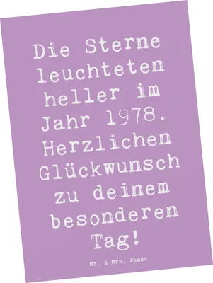 Produktbild von Mr. & Mrs. Panda Fotokarte Spruch 1978 Geburtstag - Lavendeltraum - Geschenk, besondere Erinnerungen, Postkarte, Alter, Happy Birthday, Grußkarte, Ansichtskarten, Retro