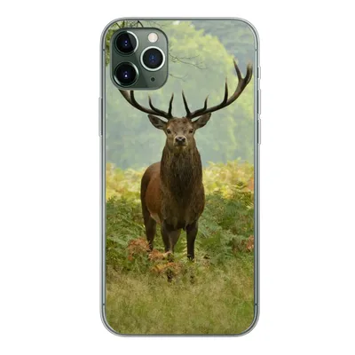 Produktbild von MuchoWow® Handyhülle Schutzhülle Hülle für iPhone 11 Pro Max Rothirsch - Natur - Grün Silikon Softcase Handy Hülle - Schutz