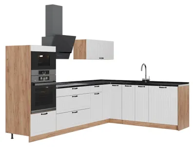 Image de Cuisine en angle Vicco Fame-Line Blanc campagne/Chêne de force doré 287 x 207 cm, PT Anthracite, Model 63517