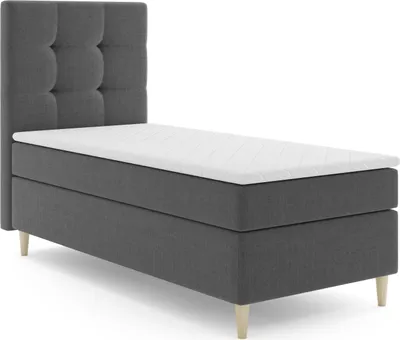 Produktbild von MR GROUP Boxspringbett MONO 80x200 links Kinderbett Jugendbett Einzelbetten Bett mit Stauraum Polsterbett Matratze Topper H3 Schlafzimmer dunkelgrau