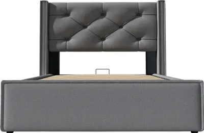 Produktbild von Flieks Polsterbett 90x200cm hydraulisches Boxspringbett mit Bettkasten, Bettgestell und Lattenrost, Stauraumbett Funktionsbett, Baumwolle, Grau