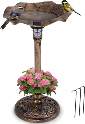 Obrázek produktu pro Krmítko pro ptáky PZ10006GU se solárním osvětlením a květináčem, Ø 43 x 76 cm