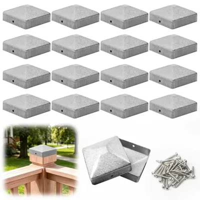 Image de Lot de 16 embouts pour poteaux, caches argentés pour poteaux de clôture et poteaux de terrasse