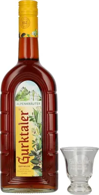 Image de Gurktaler Alpenkräuter 27% Vol. 0,7l avec Gurktaler Retro Stamperl