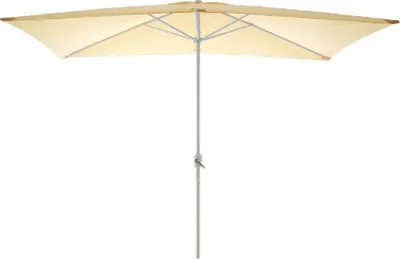 A rectangular patio umbrella is shown against a white background.