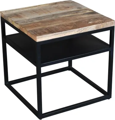 Produktbild von Couchtisch >IRON< in braun / schwarz aus Massivholz / Metall - 50x52x50 (BxHxT)