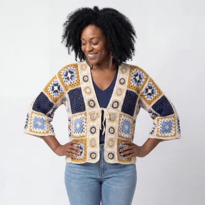 Produktbild von Bolero Kurzjacke aus Lochstrick Vintage Look Strickjacke 38 40 42 für Damen
