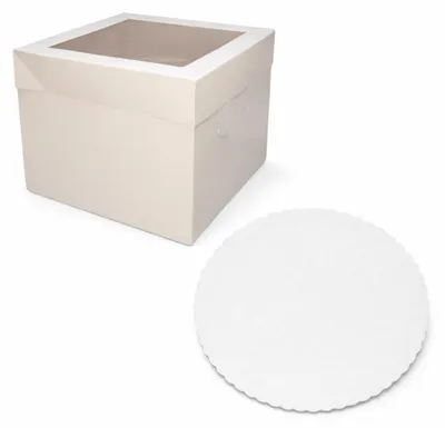 Productafbeelding van Taartdoos - Met kijkvenster en bodem - Voor het transport en de presentatie van taarten en gebak - 25 x 25 x 25 cm