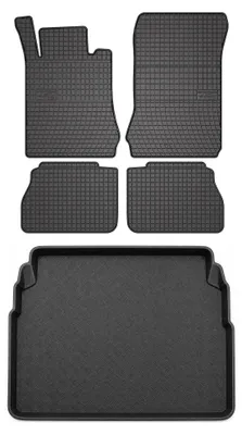 Zdjęcie produktu dla Dywaniki gumowe + mata bagażnika do Mercedes-Benz Klasa E W210 1995-2002 (sedan) – czarne, dopasowane – Wielganizator SolidPRO