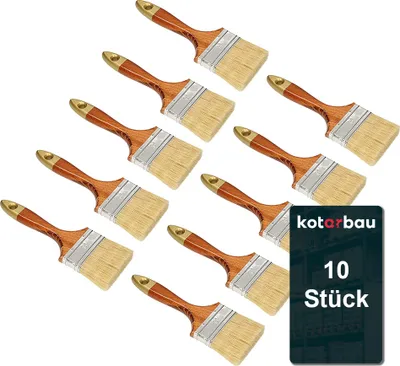 Produktbild von KOTARBAU® 10er Set Flachpinsel 3“ Borstenlänge 75 mm Lasurpinsel Lackierpinsel Malerpinsel Holzpinsel Lackiert für Renovierungsarbeiten
