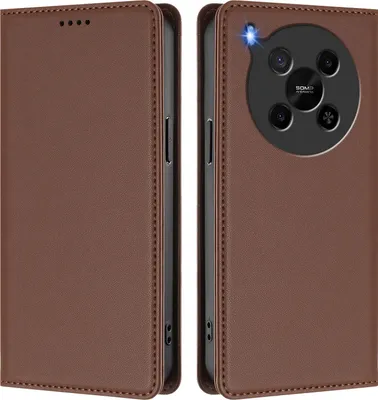 Produktbild von Handyhülle für ZTE Blade V70 Max/nubia V70 Max, Kunstleder Klapphülle Stoßfeste Magnetische Hülle mit Ständer Braun