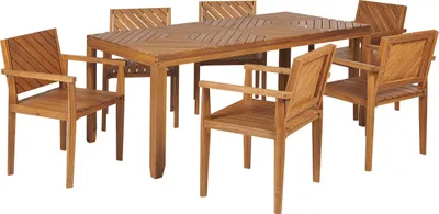 Obrázek produktu pro BELIANI Zahradní jídelní souprava světlé akáciové dřevo stůl 180 x 90 cm 6 židlí s područkami moderní design zahrada terasa
