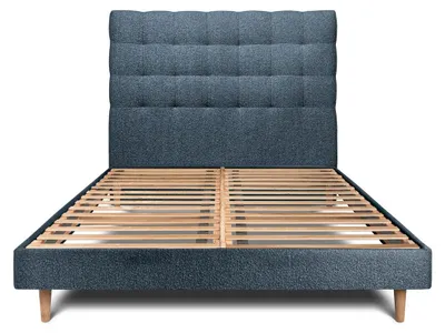 Produktbild von Bett mit gepolstertem Kopfteil – Bouclé-Stoff - 140 x 200 cm