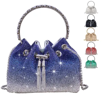 Image de Clutch pailletée pour femmes - Pochette de soirée argentée avec volants et bandoulière