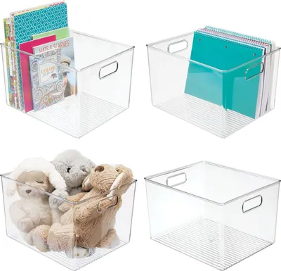 Obrázek produktu pro Plastové úložné boxy pro domácnost - balení po 4 kusech - průhledné