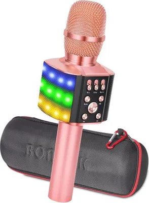 Zdjęcie produktu dla Mikrofon do karaoke dla dzieci 4 w 1 z Bluetooth i kolorowymi diodami LED