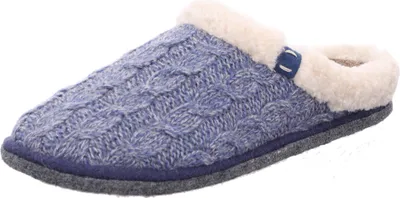 Produktbild von Rohde Damen Pantoffel Hausschuh Filz Decksohle Leder Strickmuster Lucca-D 6829, Größe:37 EU, Farbe:Blau