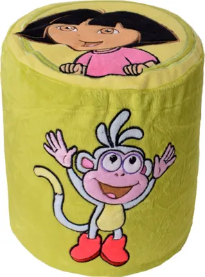 Produktbild von TE-Trend Plüsch aufblasbare Kindermöbel Hocker Sessel Dora Kinderhocker Kindersessel grün Motiv Affe