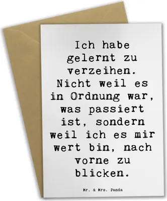 Produktbild von Mr. & Mrs. Panda Grußkarte Spruch Vergebung und Neubeginn - Weiß - Geschenk, hochzeitskarten, Harmonie, Selbstachtung, Zitat, Gefühl, osterkarten, dankeskarten, Gefühle