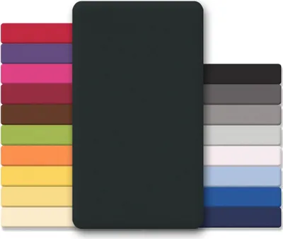 Productafbeelding van Hoeslaken, jersey - Katoen, voor topmatrassen, verschillende kleuren en maten, zwart, 90x200 - 100x200 cm