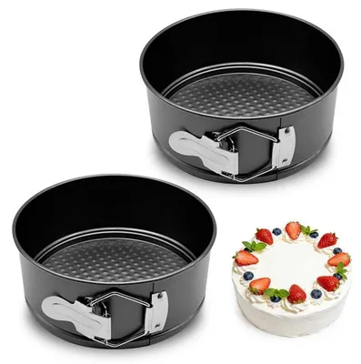 Obrázek produktu pro Forma na koláč s odnímatelným dnem, kulatá, průměr 16 cm, 2 kusy, s nepřilnavým povrchem, černá