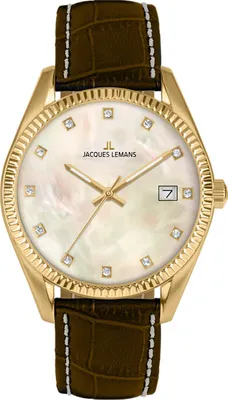 Jacques Lemans 50-4Y Damenuhr Braun/Goldfarben 1