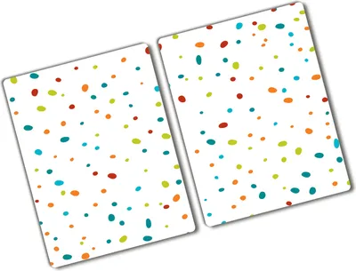 Produktbild von Tulup Glas Herdabdeckplatte - 2x40x52 cm - Glaskeramikkochfeld-Abdeckung Spritzschutz Glasabdeckplatte Kochplattenabdeckung und Schneidebrett - Zweiteilig - Kinderzimmer - Bunte Punkte - Mehrfarbig