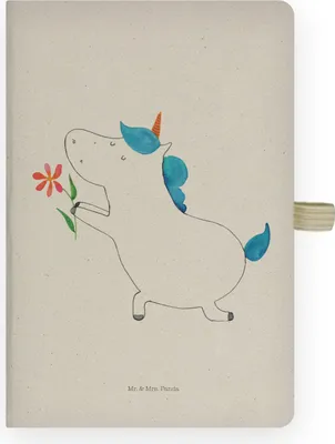 Produktbild von Mr. & Mrs. Panda notizbuch a4 Einhorn Blume - Transparent - Geschenk, Verlobung, DIN, Heiraten, Skizzenbuch, Kladde, Freundin, Liebe, Unicorn, Kariert