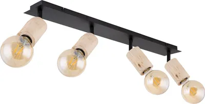 Produktbild von Deckenstrahler, Holz, natur, schwarz matt, L 80 cm