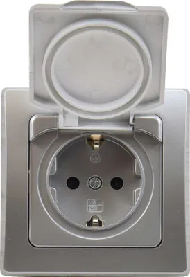 Produktbild von ChiliTec 22307 DELPHI Schutzkontakt-Steckdose IP44 250V/ 16A, inkl. Rahmen, UP, silber