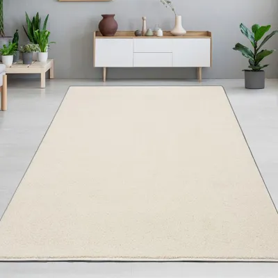Image de Tapis Crème moderne Uni élégant clair intemporel doux Taille - 160 cm Rond