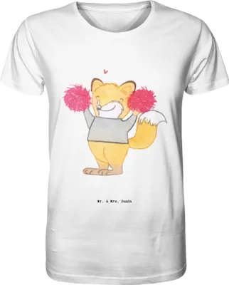 Produktbild von Mr. & Mrs. Panda Tshirt Fuchs Cheerleader Größe S - Weiß - Geschenk, Jersey-Shirt, Turniere, Cheerleading, Herren-T-Shirt, Turnen, Print-T-Shirt, T-Shirt, Turn Club