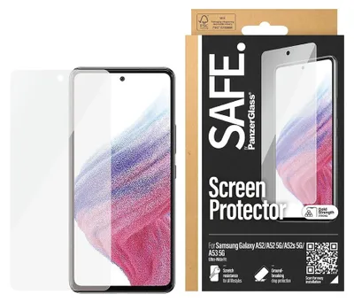Obrázok produktu pre PanzerGlass SAFE. by ® Screen Protector Samsung Galaxy A52 | A52 5G | A52s 5G | A53 5G | Ultra-Wide Fit, Samsung, Samsung - Galaxy A52, Samsung - Galaxy A52 5G, Samsung - Galaxy A52s 5G, Samsung - Galaxy A53 5G, Suché aplikovanie, Odolné proti poškriabaniu, Odolný proti nárazom, Priehľadná, 1 kusov