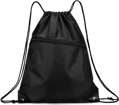 Image de Sacs à cordon de serrage - Sac de sport, sac à dos - Pour le sport et l'école - Tissu Oxford imperméable - 43 x 34 cm - Noir