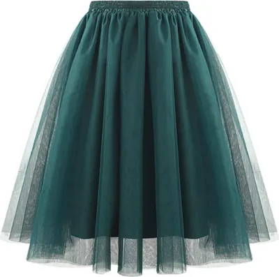 Produktbild von ASKSA Damen Tuellrock 50Er Rock Retro Ballet Tanzrock 3 Lagig Tuetue Rockabilly Unterrock Tanzkleid Abendkleid Zubehoer Karneval Tutu,Dunkelgruen,M